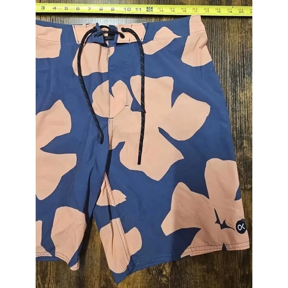 Outerknown Board Shorts Mens 32 Blue Peach Floral Print Swim Trunks‎ Shorts